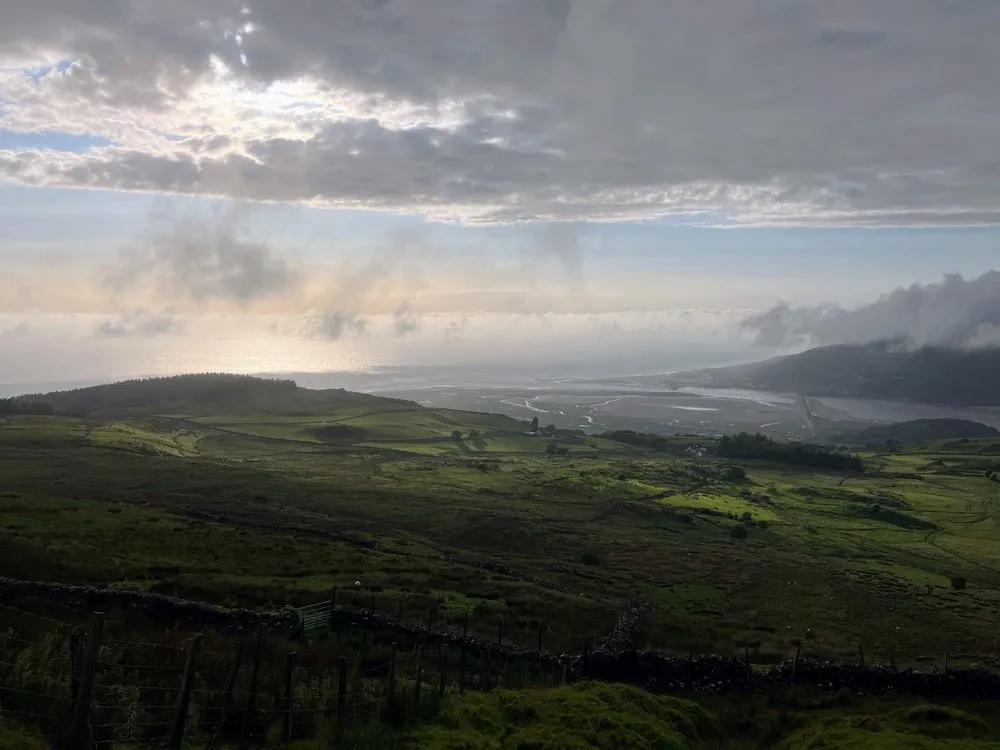 Views to the Mawddach estuary and Barmouth from the gravel track to Dolgellau