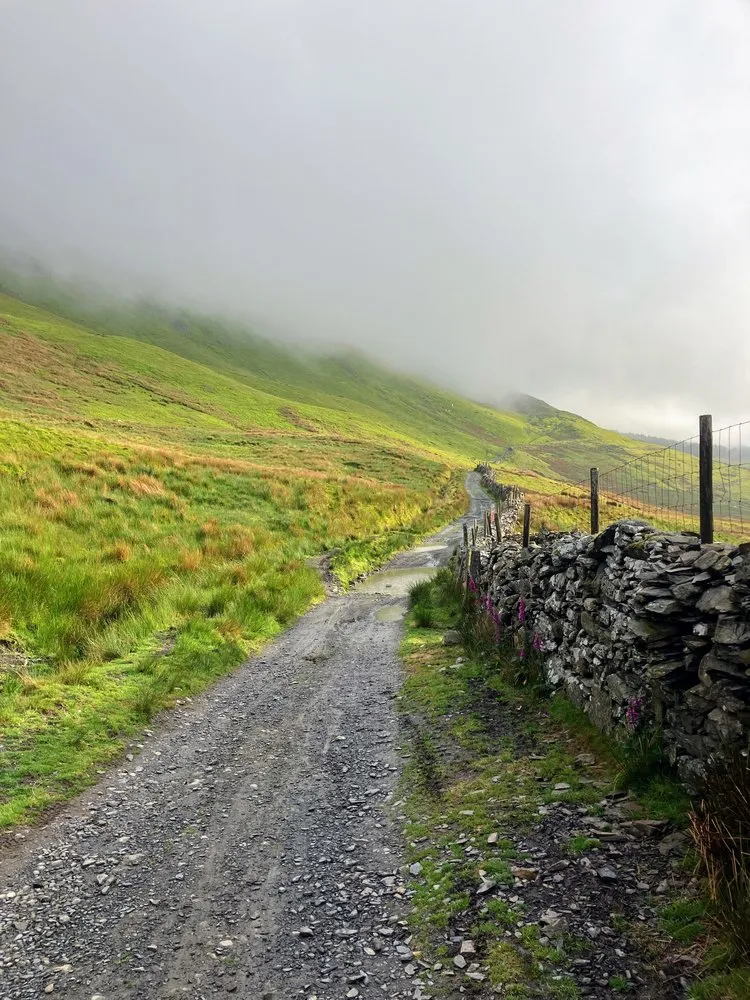 Descending off the gravel to Dolgellau