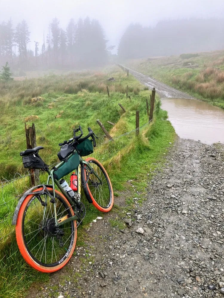 A paddling section on the gravel track to Dolgellau